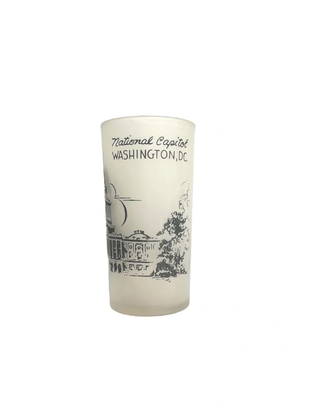 Vintage National Capitol Washington DC Frosted Glass Tumbler